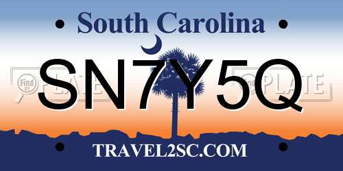 SN7Y5Q South Carolina License Plate