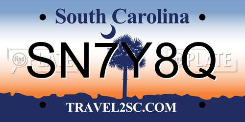 SN7Y8Q South Carolina License Plate