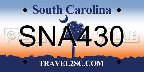 SNA430 South Carolina License Plate