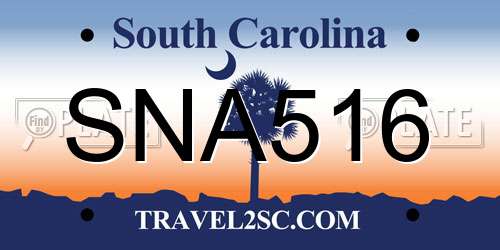 SNA516 South Carolina License Plate