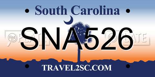 SNA526 South Carolina License Plate