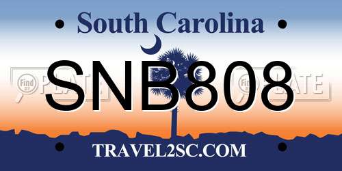 SNB808 South Carolina License Plate