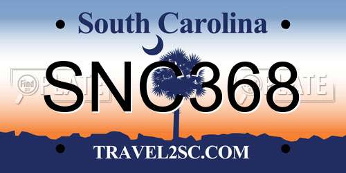 SNC368 South Carolina License Plate
