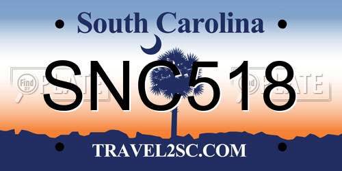 SNC518 South Carolina License Plate