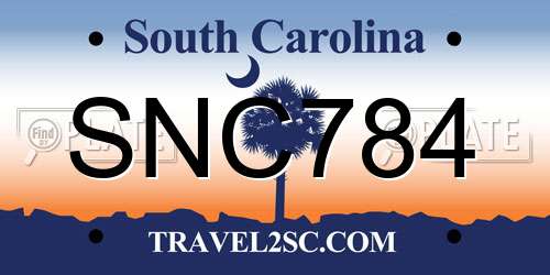 SNC784 South Carolina License Plate