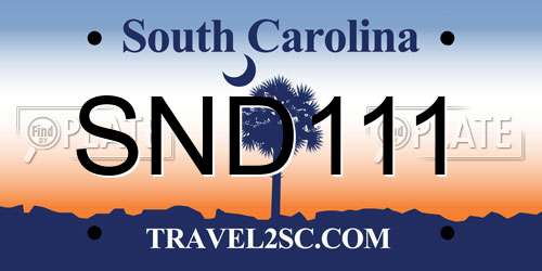 SND111 South Carolina License Plate