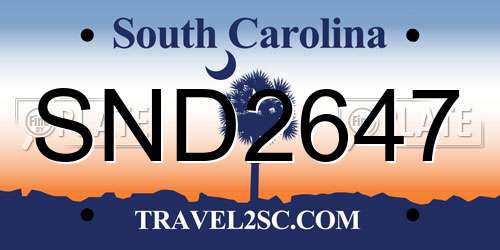 SND2647 South Carolina License Plate