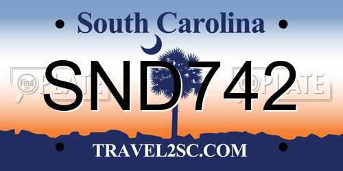 SND742 South Carolina License Plate