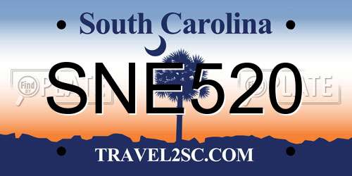 SNE520 South Carolina License Plate