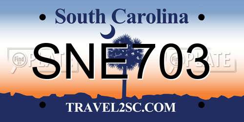 SNE703 South Carolina License Plate