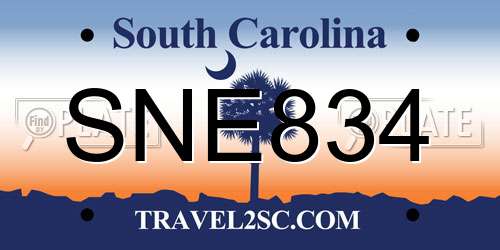 SNE834 South Carolina License Plate