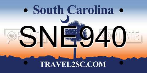 SNE940 South Carolina License Plate