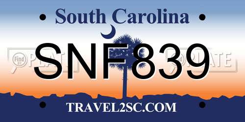 SNF839 South Carolina License Plate