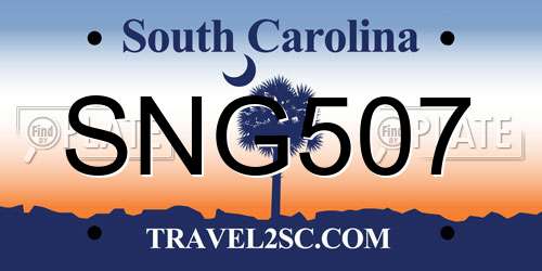 SNG507 South Carolina License Plate