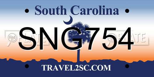 SNG754 South Carolina License Plate