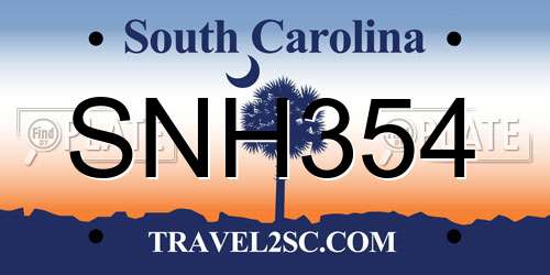 SNH354 South Carolina License Plate