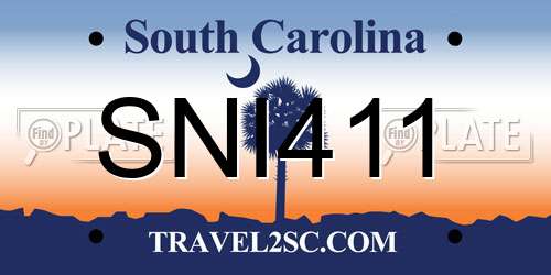SNI411 South Carolina License Plate