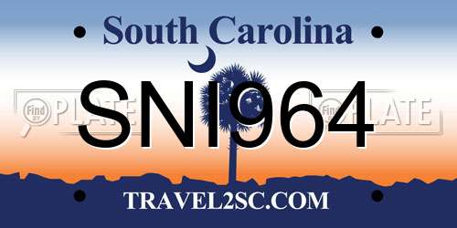 SNI964 South Carolina License Plate