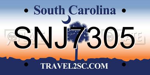 SNJ7305 South Carolina License Plate