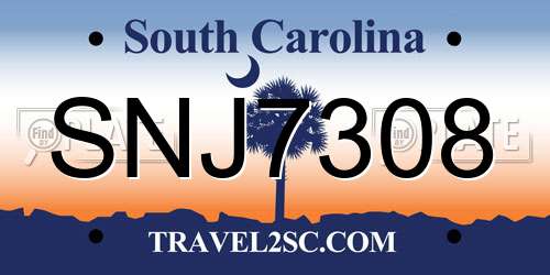 SNJ7308 South Carolina License Plate