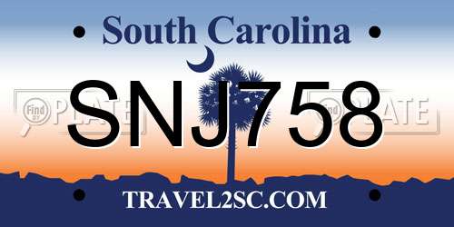 SNJ758 South Carolina License Plate