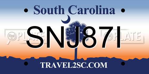 SNJ87I South Carolina License Plate