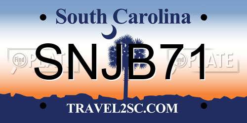 SNJB71 South Carolina License Plate