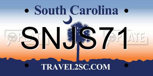 SNJS71 South Carolina License Plate
