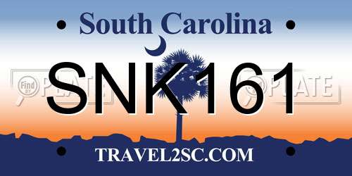 SNK161 South Carolina License Plate