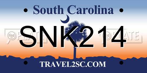 SNK214 South Carolina License Plate
