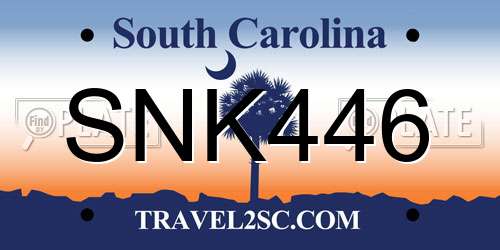 SNK446 South Carolina License Plate