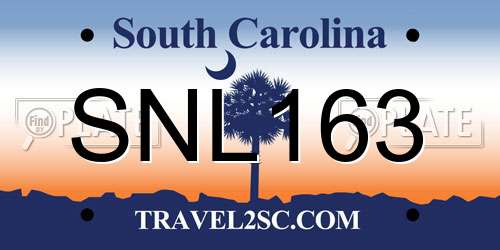 SNL163 South Carolina License Plate