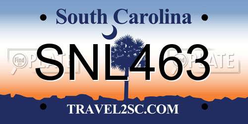 SNL463 South Carolina License Plate