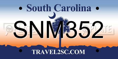 SNM352 South Carolina License Plate