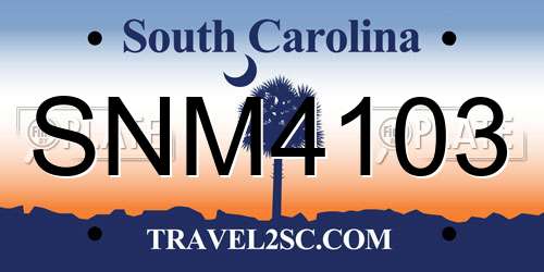 SNM4103 South Carolina License Plate