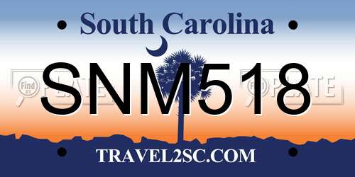 SNM518 South Carolina License Plate