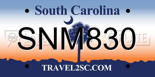 SNM830 South Carolina License Plate