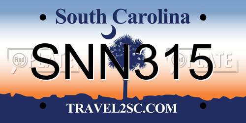SNN315 South Carolina License Plate