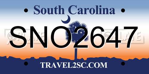SNO2647 South Carolina License Plate