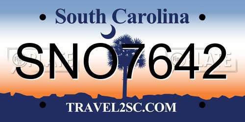 SNO7642 South Carolina License Plate