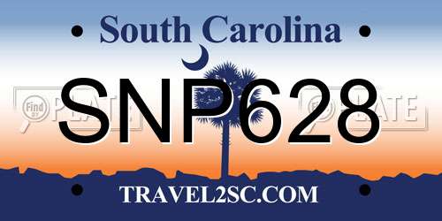 SNP628 South Carolina License Plate
