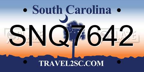 SNQ7642 South Carolina License Plate