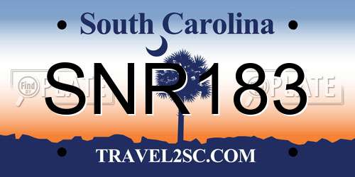 SNR183 South Carolina License Plate