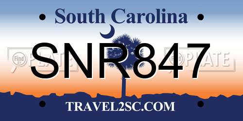 SNR847 South Carolina License Plate