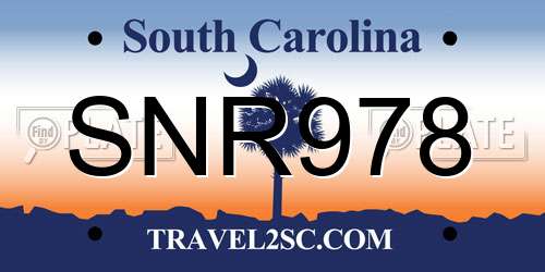 SNR978 South Carolina License Plate