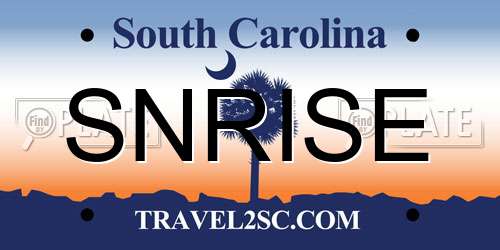 SNRISE South Carolina License Plate