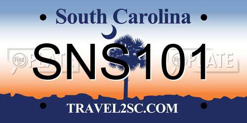 SNS101 South Carolina License Plate