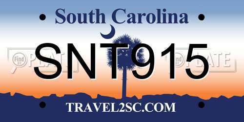 SNT915 South Carolina License Plate
