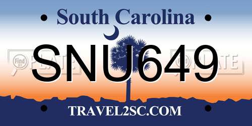 SNU649 South Carolina License Plate