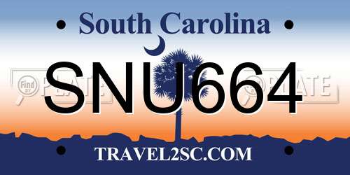SNU664 South Carolina License Plate